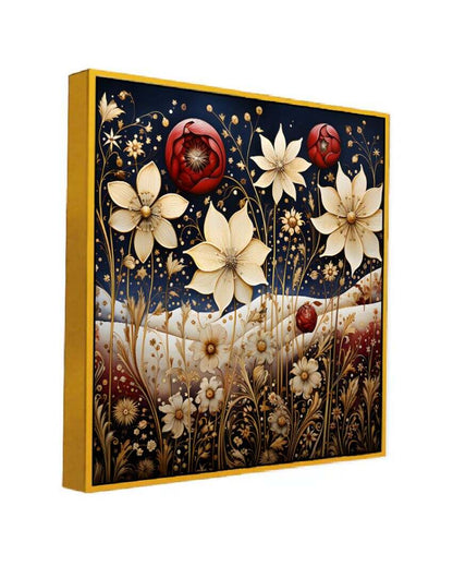 Abstract Golden Floral Canvas Wall Painting