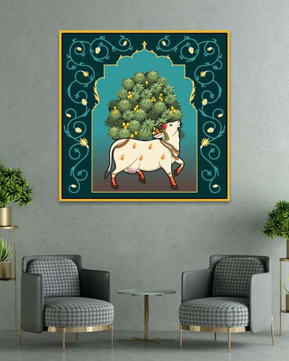 Cultural Kamdhenu Cow Vastu Prosperity Pichwai Canvas Wall Painting