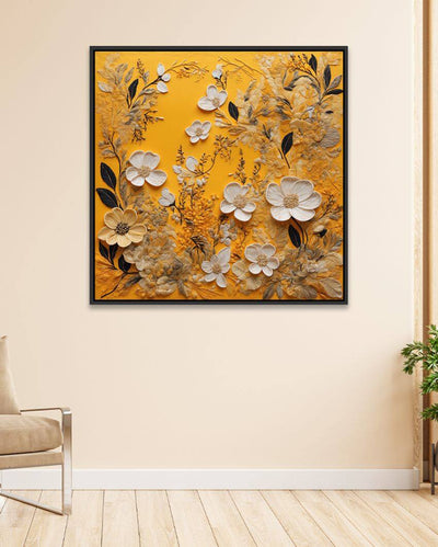 Bright 3D Shimmering Floral Canvas Painting For Wall