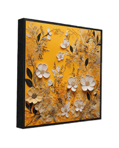 Bright 3D Shimmering Floral Canvas Painting For Wall