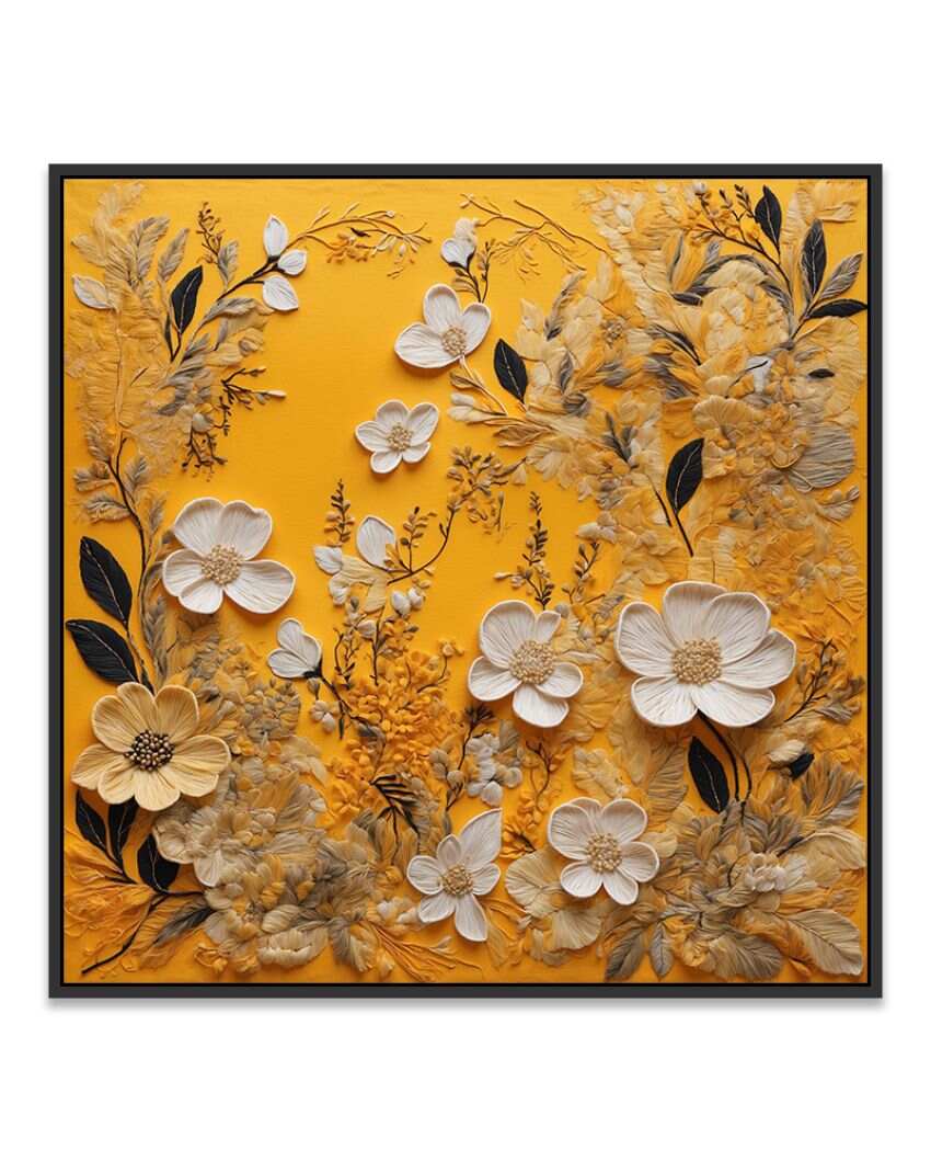 Bright 3D Shimmering Floral Canvas Painting For Wall