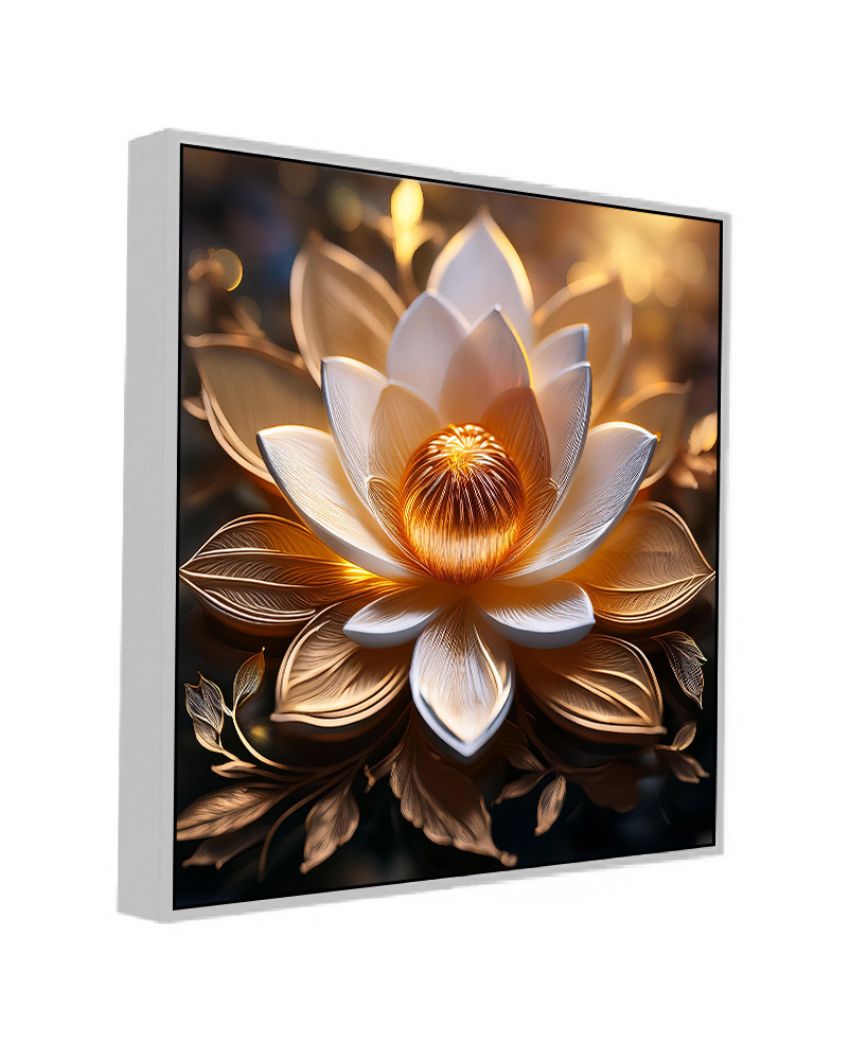 Gold Lotus 3D Vastu Canvas Painting For Wall Decor