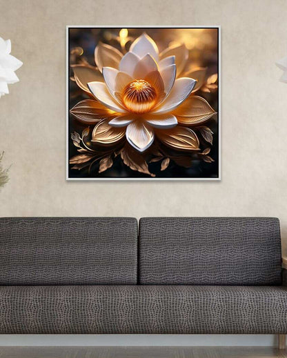 Gold Lotus 3D Vastu Canvas Painting For Wall Decor