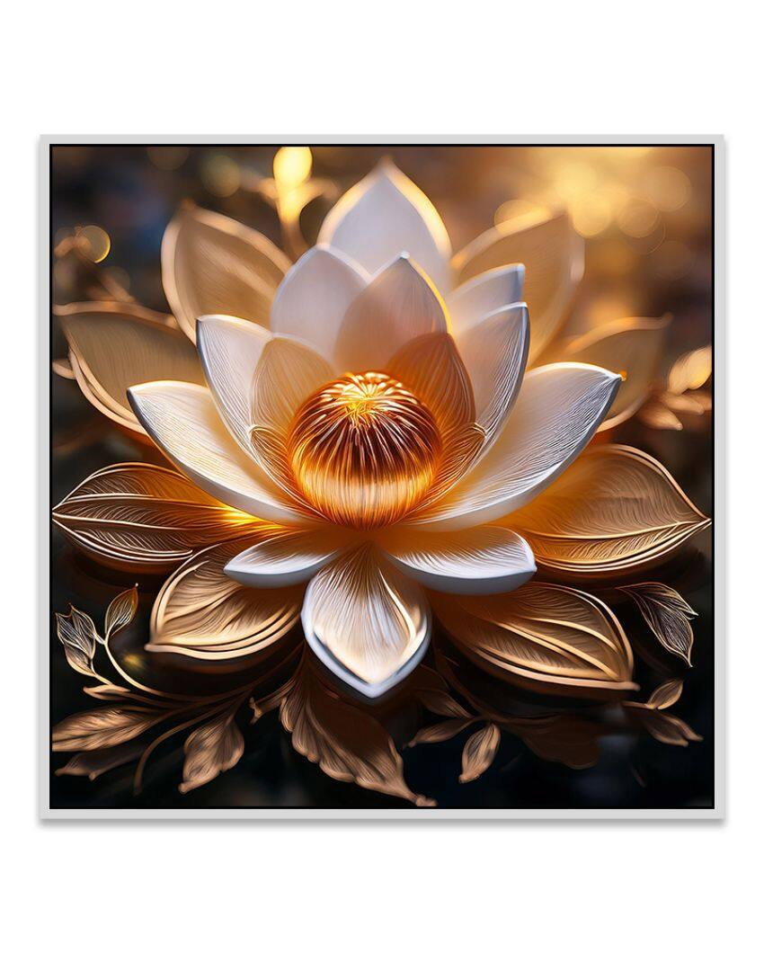 Gold Lotus 3D Vastu Canvas Painting For Wall Decor