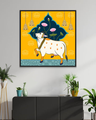 Beautiful Pichwai Cow Square Canvas Painting