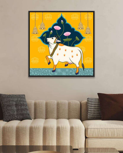 Beautiful Pichwai Cow Square Canvas Painting