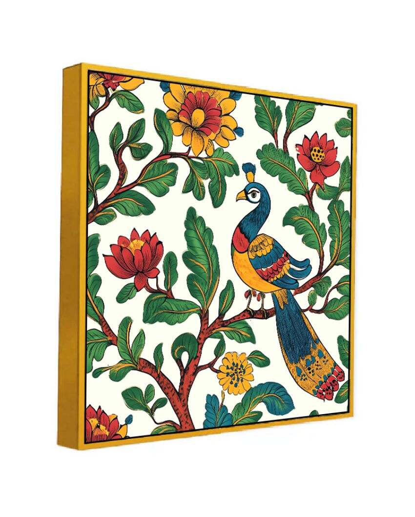 Peacock Modern Art Multicolor Square Canvas Wall Painting