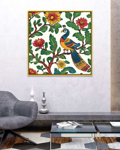 Peacock Modern Art Multicolor Square Canvas Wall Painting