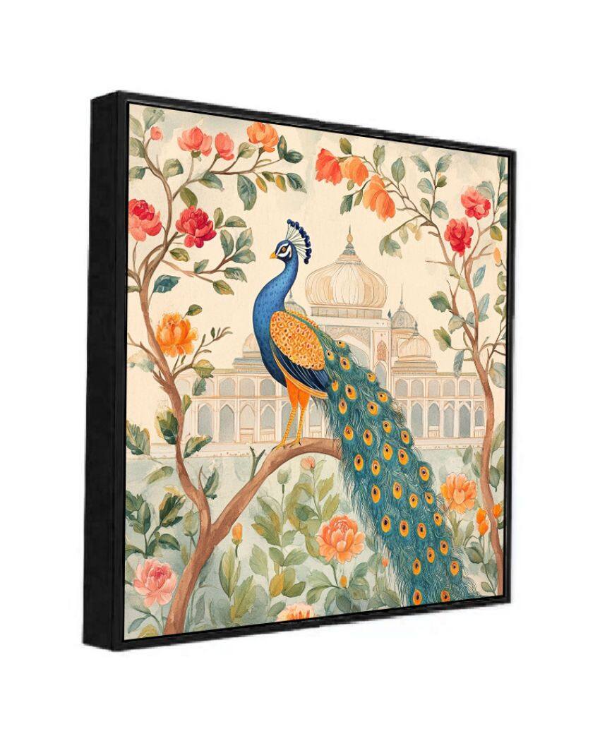 Beautiful Colorful Artwork Floral Peacock Canvas Painting For Home