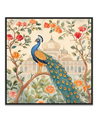 Beautiful Colorful Artwork Floral Peacock Canvas Painting For Home