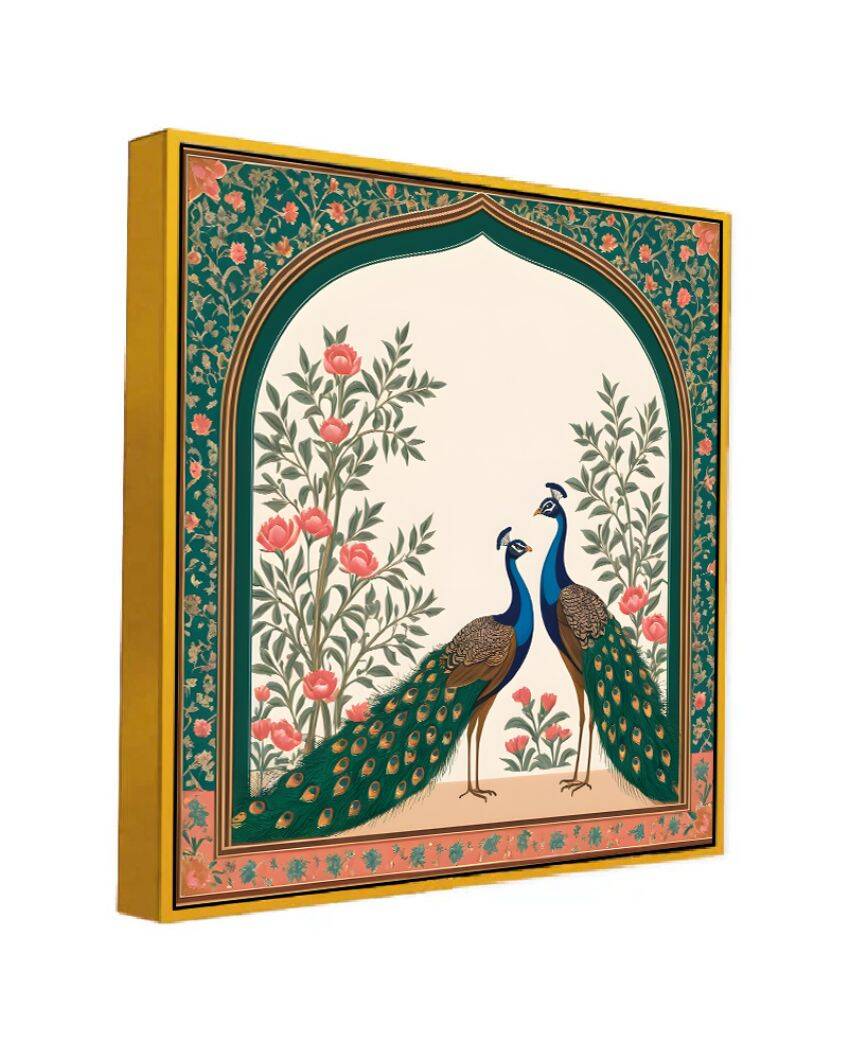 Artistic Lovely Peacock Couple Square Canvas Wall Painting