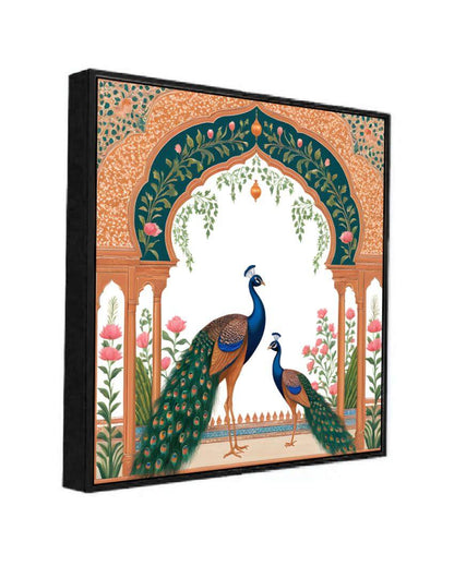 Mithila Artistic Couple Peacock Canvas Wall Painting