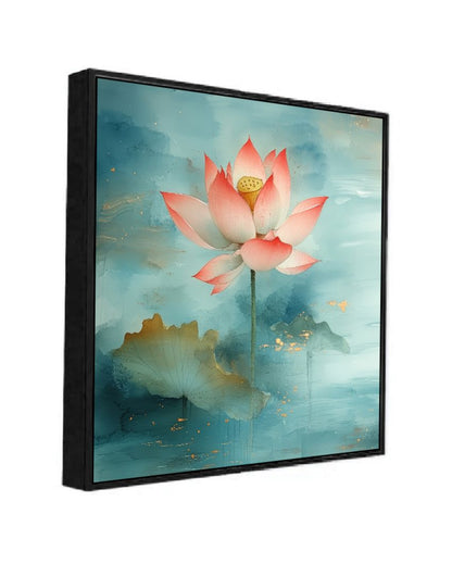 Abstract Pink Lotus Framed Canvas Wall Painting For Home Decor