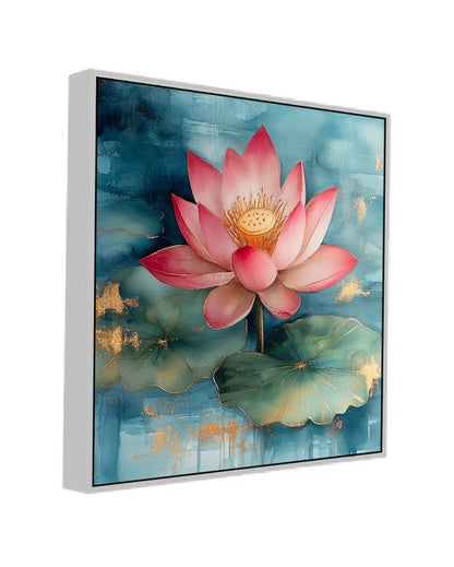 Vastu Positivity Abstract 3D Pink Lotus Framed Canvas Wall Painting For Home Decor