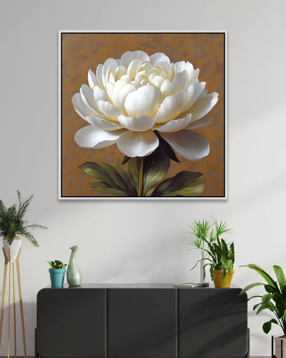 Elegant 3D White Flower Canvas Painting For Home Decor