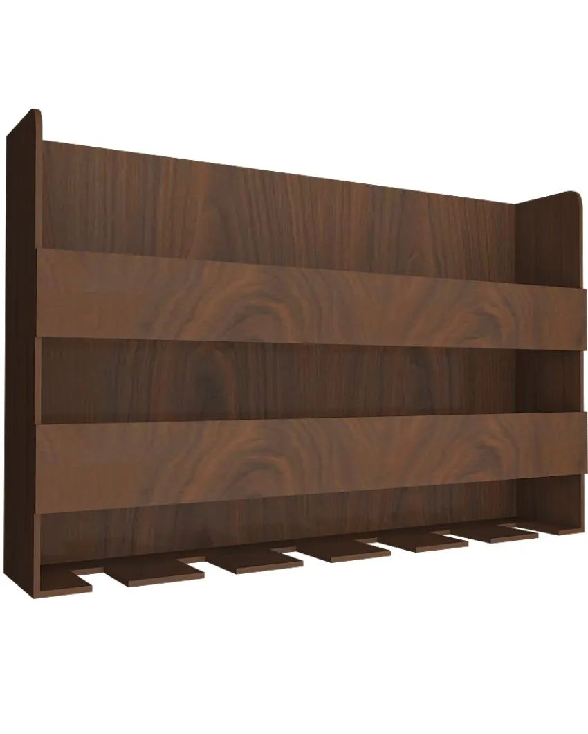 Classic Wooden Bar Wall Shelf Without Backlit Walnut Finish | 24 X 15 inches