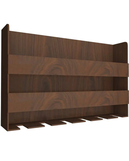 Classic Wooden Bar Wall Shelf Without Backlit Walnut Finish | 24 X 15 inches