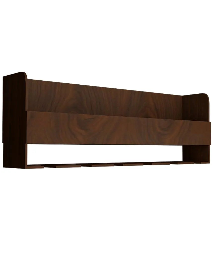 Eye-catchy Walnut Finish Wooden Bar Wall Shelf-Cum-Mini Bar Without Backlit | 24 X 8 inches