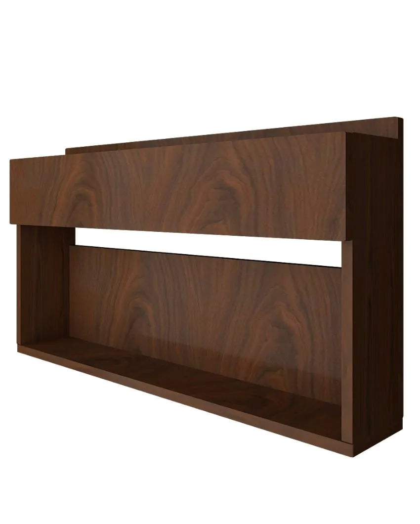 Elegant Wood Walnut Finish Bar Wall Shelf Without Backlit | 24 X 13 inches