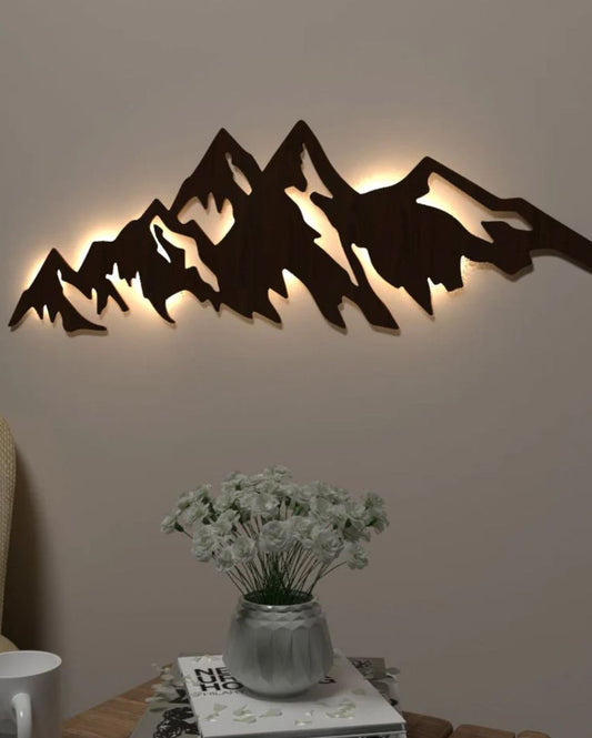 Walnut Himalayan Mountain Decorative Mdf Backlit For Indoor Wall Decoration