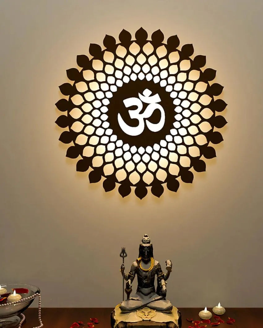 Om Mandala Mdf Backlit Light Wall Decorative Art For Indoor Wall Decoration Brown