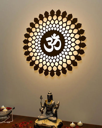 Om Mandala Mdf Backlit Light Wall Decorative Art For Indoor Wall Decoration Brown