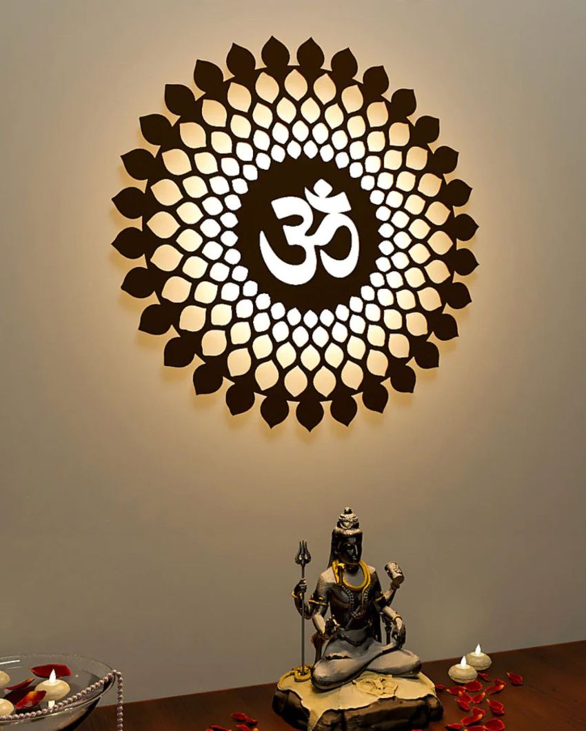 Om Mandala Mdf Backlit Light Wall Decorative Art For Indoor Wall Decoration Brown