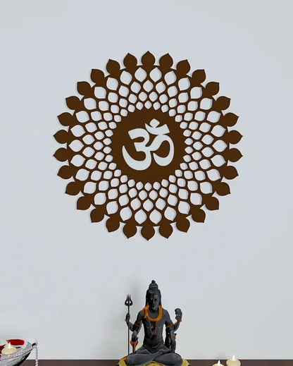 Om Mandala Mdf Backlit Light Wall Decorative Art For Indoor Wall Decoration Brown