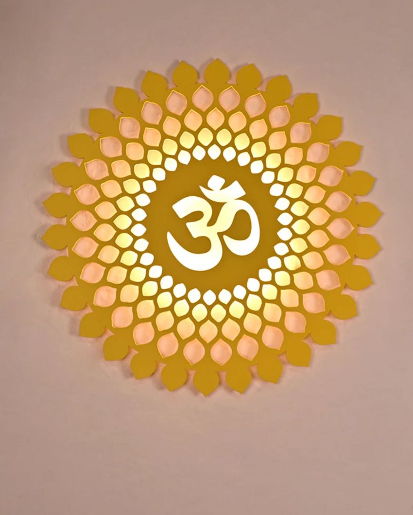 Om Mandala Mdf Backlit Light Wall Decorative Art For Indoor Wall Decoration Yellow