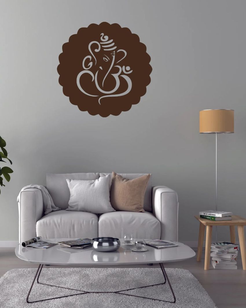 Laser Cut Lord Ganesha Brown Wooden Wall Decorative Led Backlit For Home Decor 18 Inches