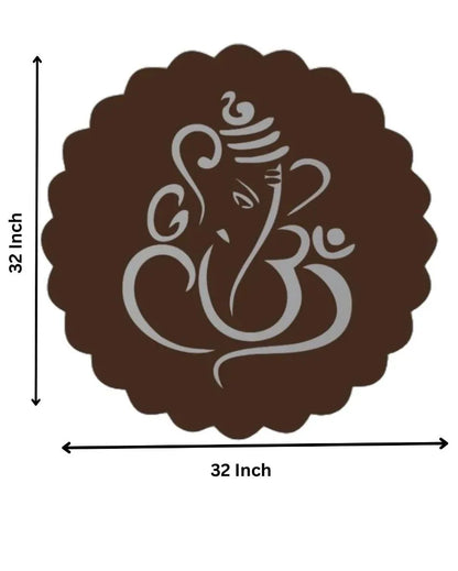 Laser Cut Lord Ganesha Brown Wooden Wall Decorative Led Backlit For Home Decor 32 Inches