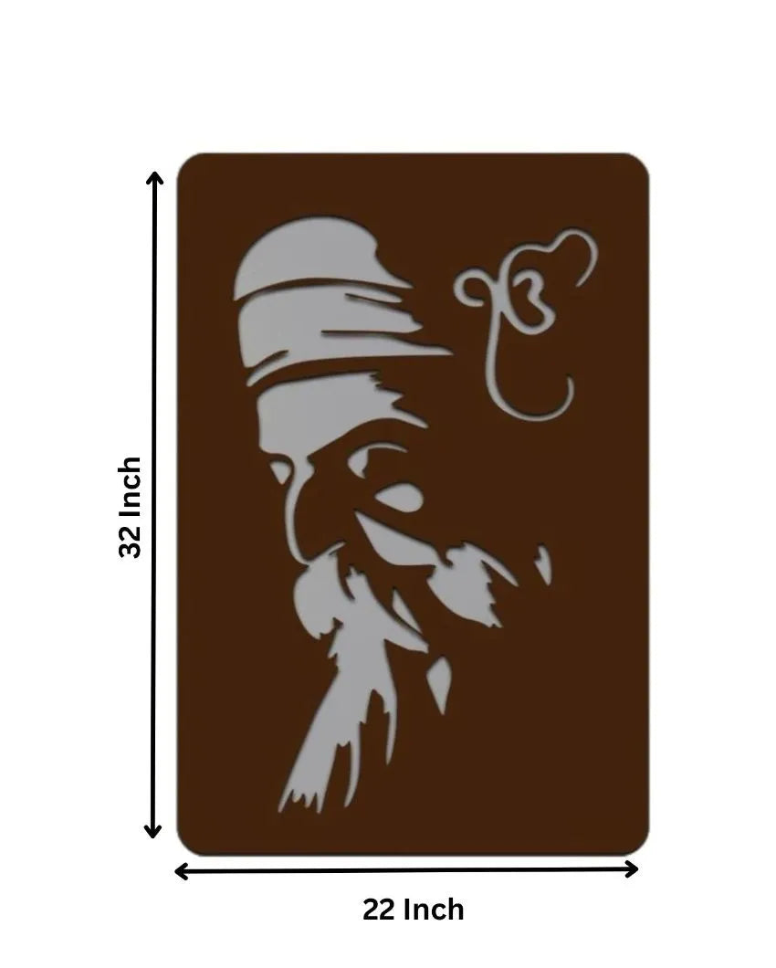 Guru Nanak Ji Wooden Brown Led Backlit For Home And Office Decor 32 Inches