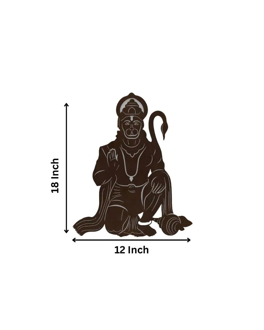 Lord Hanuman Ji Wooden Brown Led Backlit For Home Office And Mandir Decoration 18 Inches