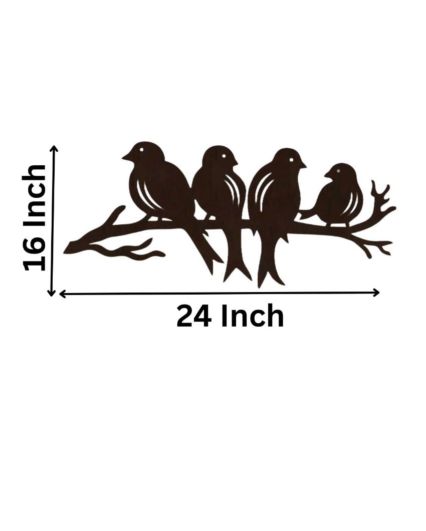 Wooden Birds On Branch Wall Decorative Led Backlit For Home And Office Decor 16 Inches