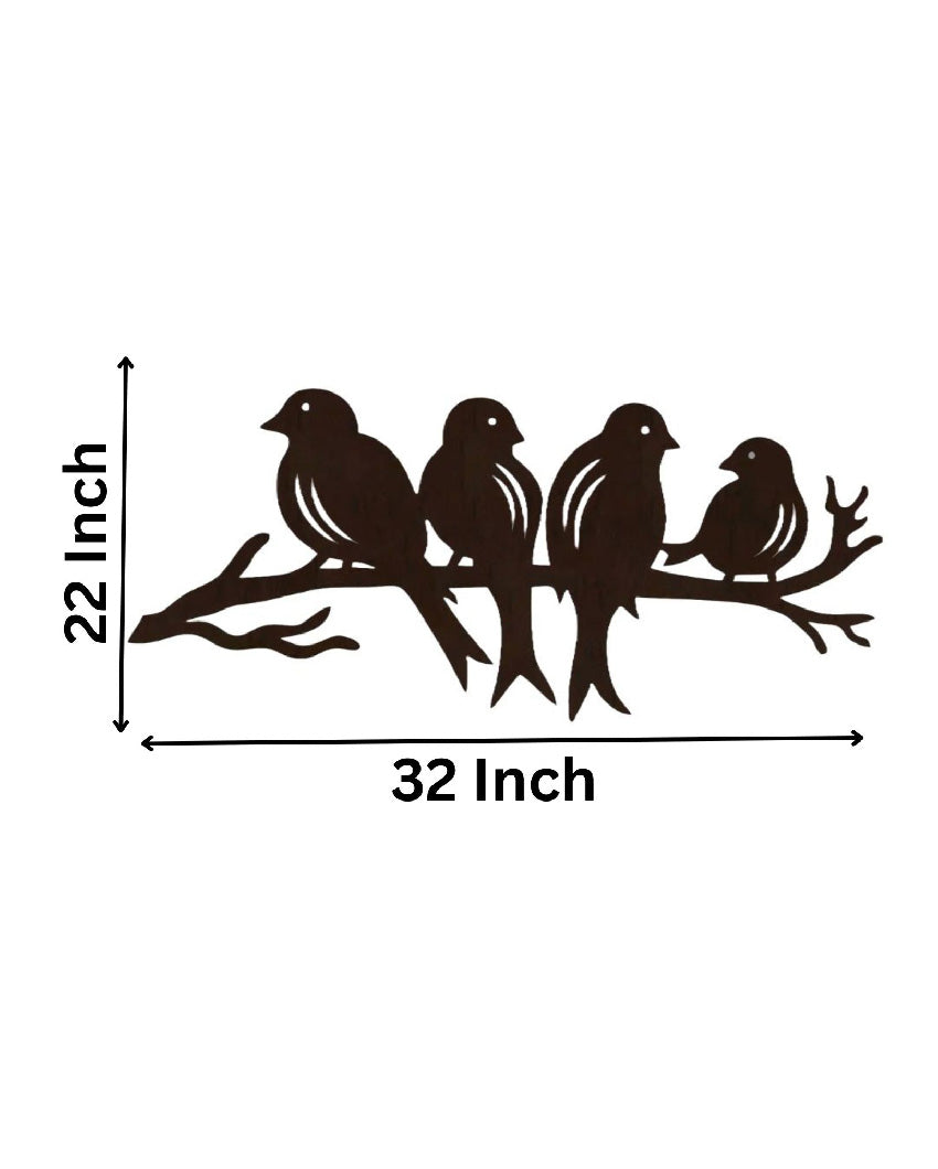 Wooden Birds On Branch Wall Decorative Led Backlit For Home And Office Decor 22 Inches