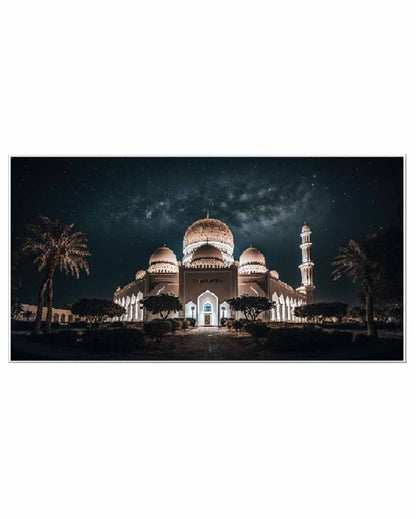 Blessed Ramadan Nights Serene Mosque Frame Canvas Wall Painting 24 X 12 Inches