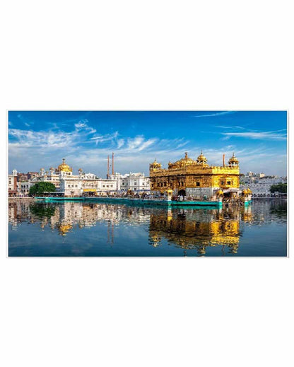Golden Temple Floating Frame Canvas Print Wall Painting 24 X 12 Inches