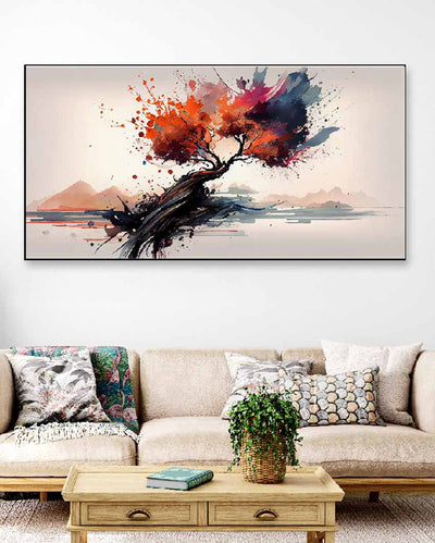 Symphony Multi Color Modern Art Floating Framed Wall Painting 24 X 12 Inches