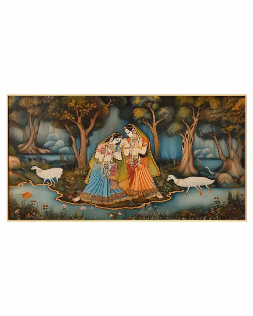 Beautiful Womens Canvas Floating Framed Wall Painting 24 X 12 Inches