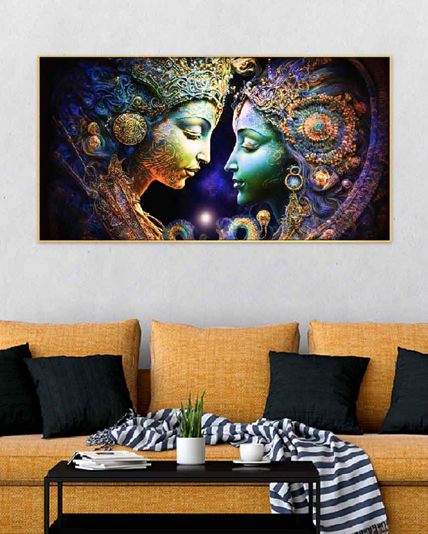 Timeless Love And Spiritual Serenity Radha Krishna Canvas Wall Painting 24 X 12 Inches