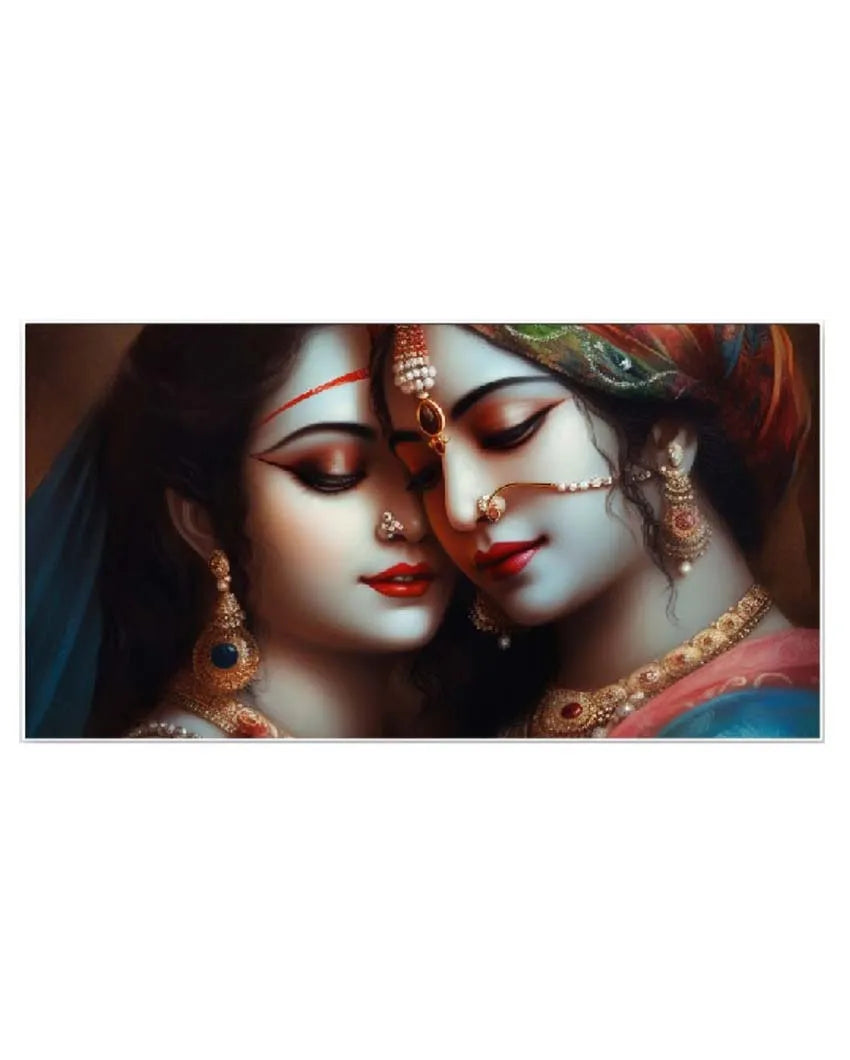 Bliss Sacred Love Radha Krishna Floating Framed Canvas Wall Painting 24 X 12 Inches