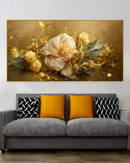 Blooms Of Serenity Canvas Floating Framed Wall Painting | 24 x 12 inches , 36 x 18 inches & 48 x 24 inches