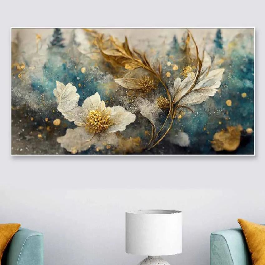 Elegant Blossoms Floating Frame Canvas Wall Painting 24 X 12 Inches