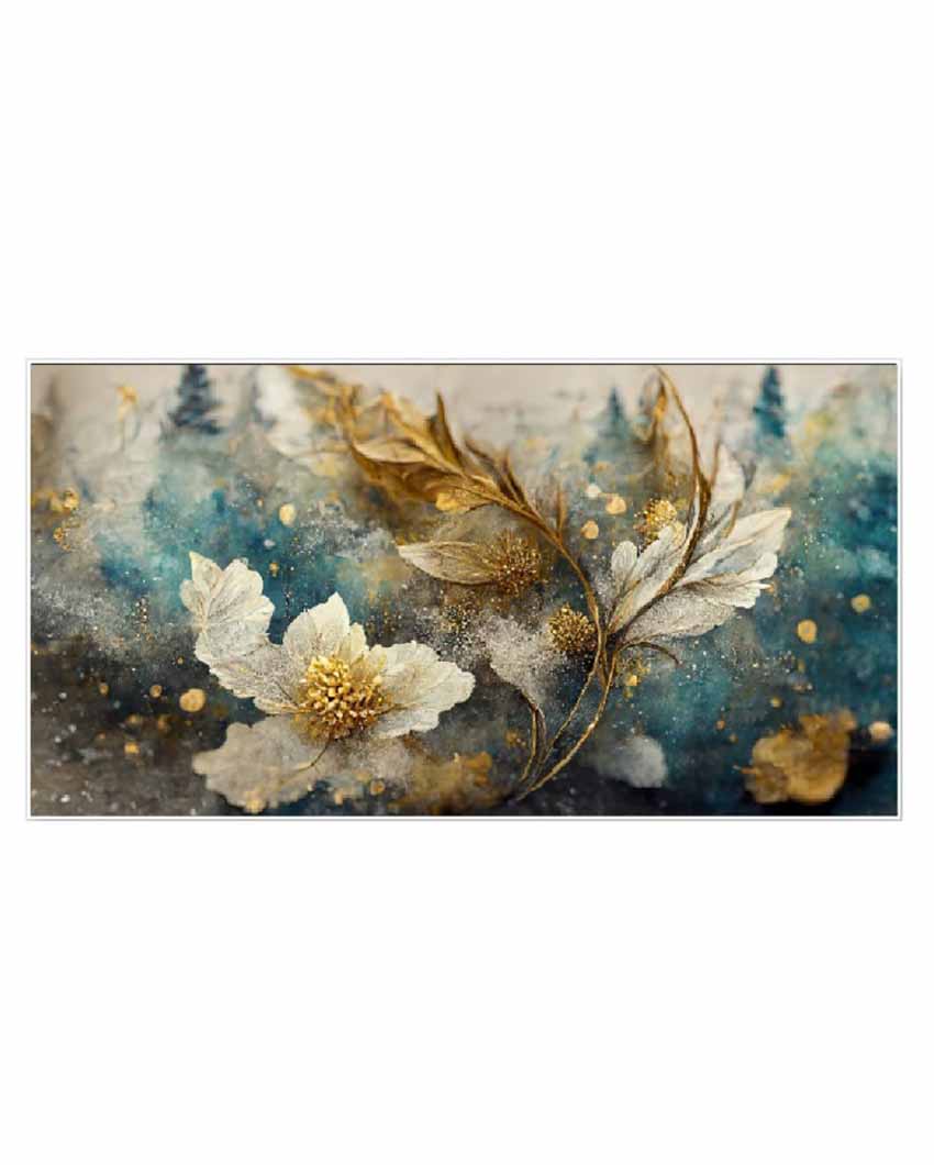 Elegant Blossoms Floating Frame Canvas Wall Painting 24 X 12 Inches