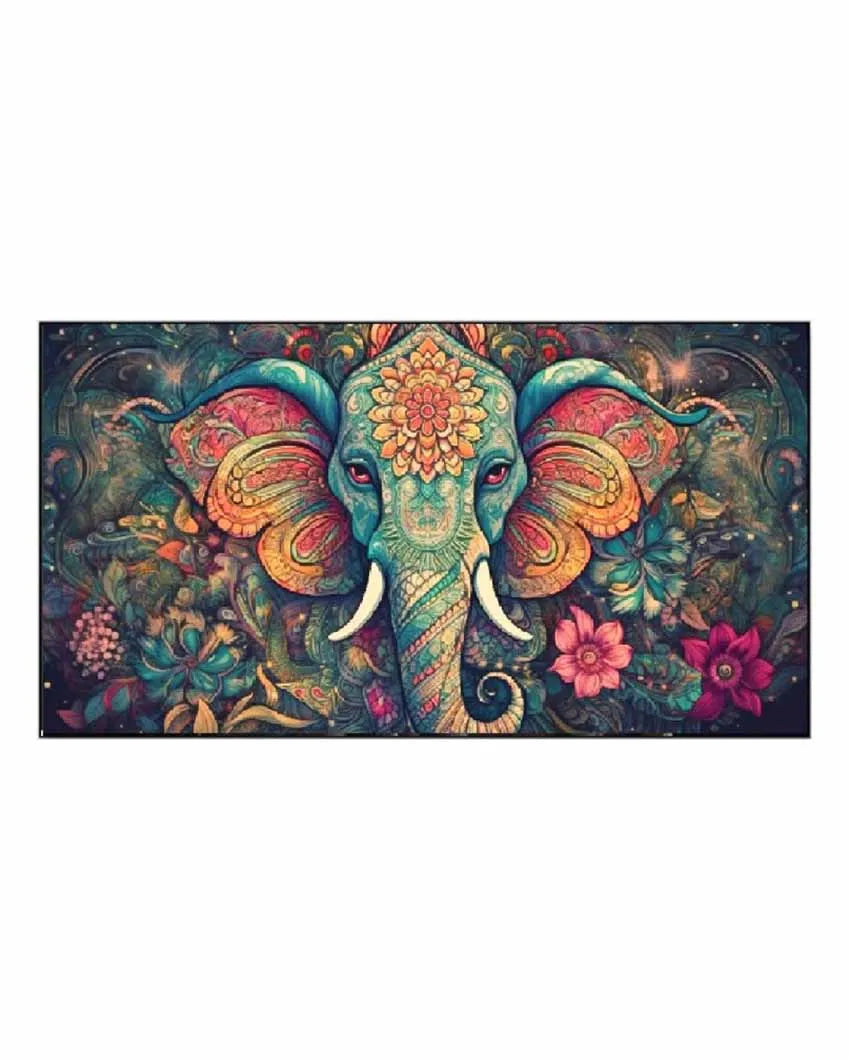 Majesty Elephant Head Floating Framed Canvas Wall Painting 24 X 12 Inches