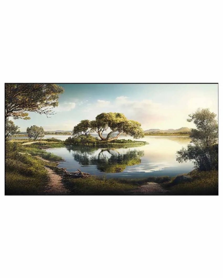 Beauty & Tranquilty Landscape Floating Frame Canvas Wall Painting 24 X 12 Inches