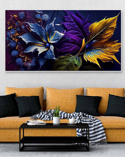 Beautiful Dark Leaf Multicolor Floating Frame Canvas Wall Painting 24 X 12 Inches