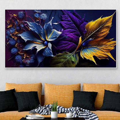 Beautiful Dark Leaf Multicolor Floating Frame Canvas Wall Painting 24 X 12 Inches