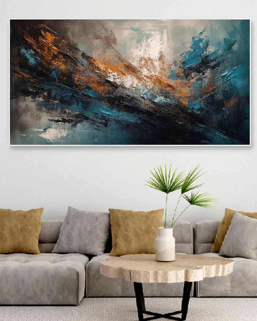 Vibrant & Abstract Multicolor Floating Frame Canvas Wall Painting 24 X 12 Inches