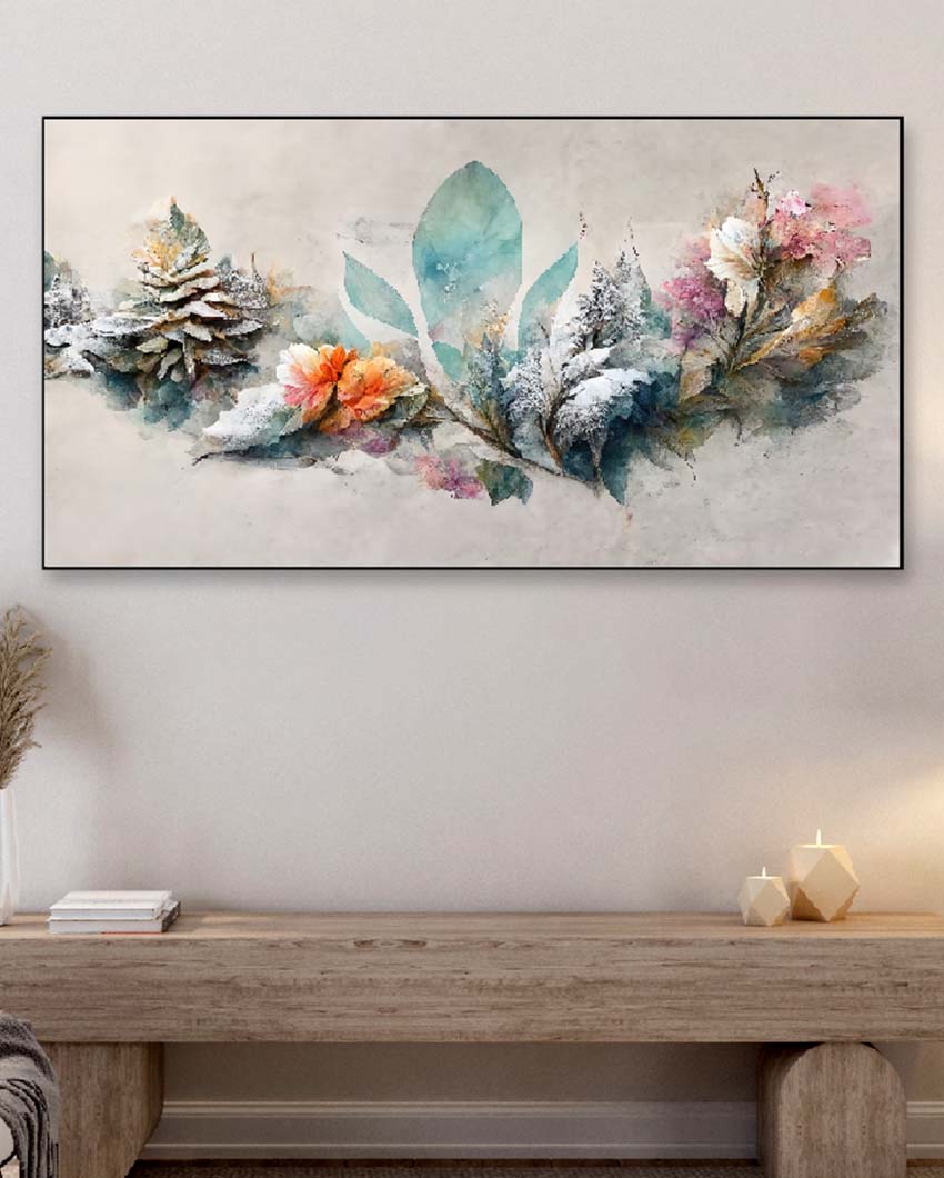 Luxurious Floral & Botanical Floating Frame Canvas Wall Painting 24 X 12 Inches